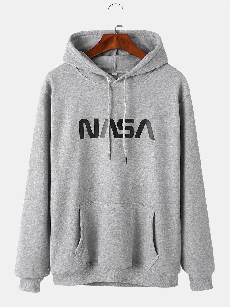 Einfacher Langarm-hoodie Mit Tasche Für Herren