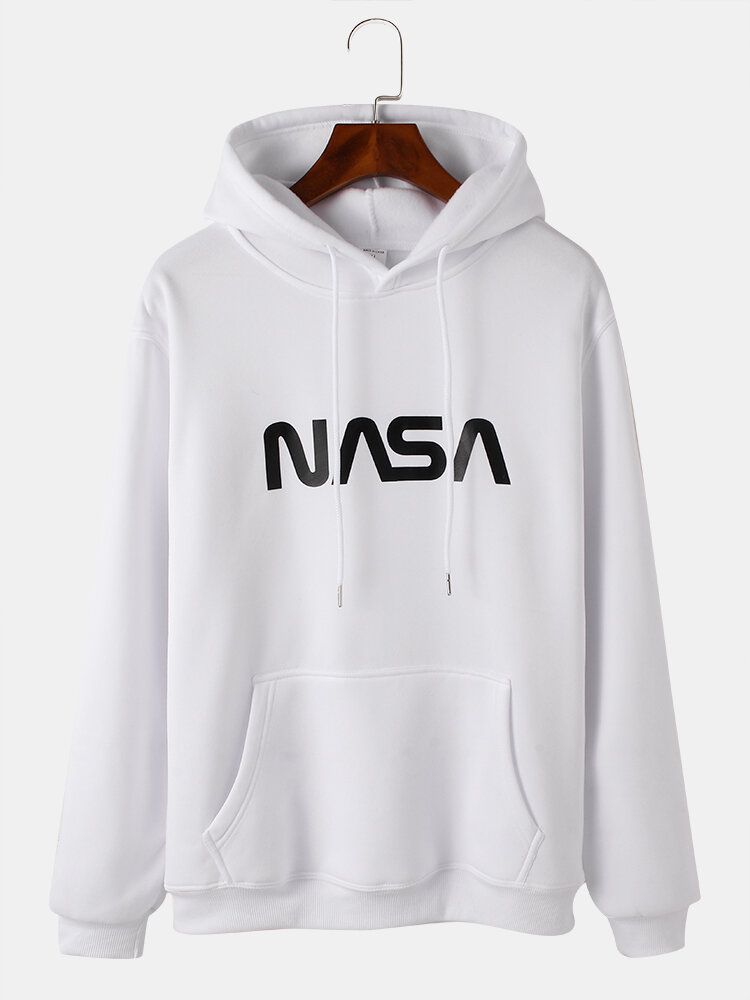 Einfacher Langarm-hoodie Mit Tasche Für Herren