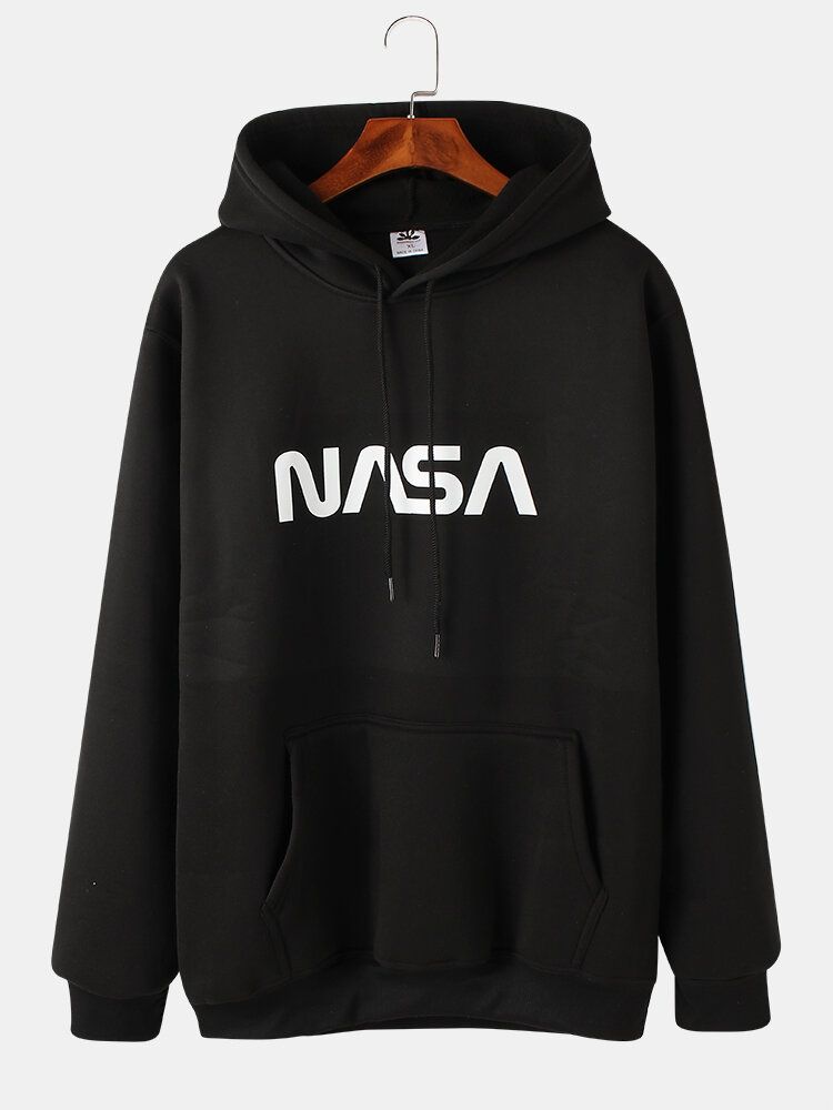 Einfacher Langarm-hoodie Mit Tasche Für Herren