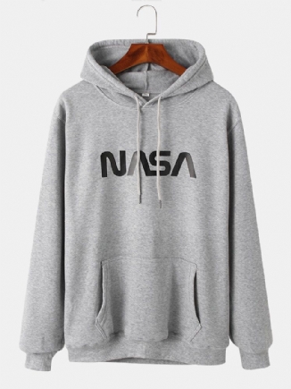 Einfacher Langarm-hoodie Mit Tasche Für Herren