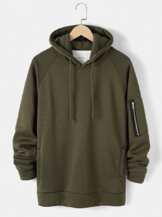 Einfarbiger Basic-style Herren-hoodie Mit Reißverschluss An Den Ärmeln Und Taschendetail