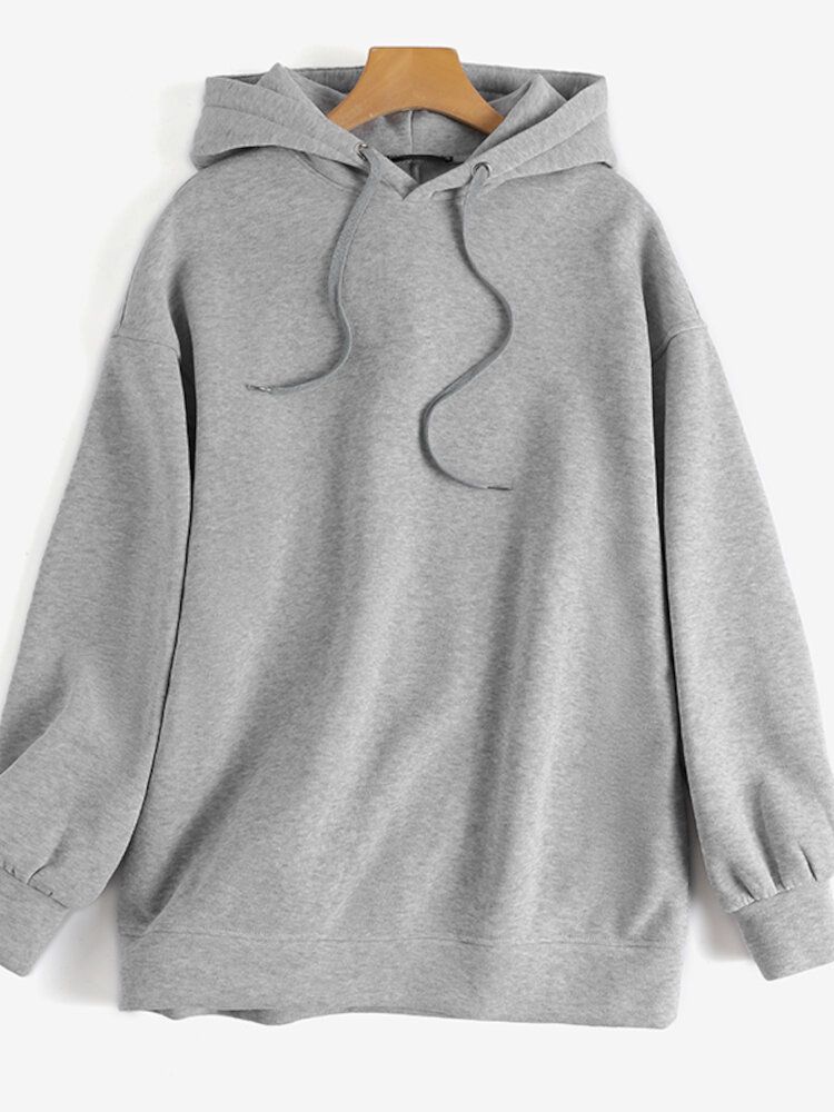 Einfarbiges Damen-sweatshirt Mit O-ausschnitt Langen Ärmeln Und Schmalen Bündchen