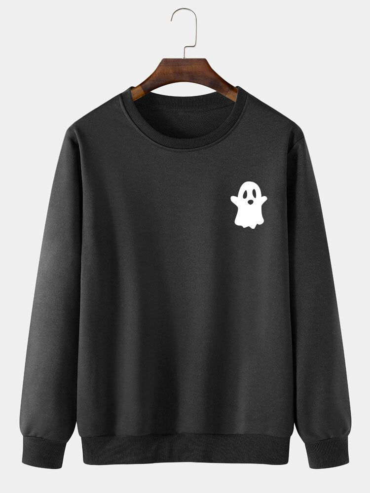 Einfarbiges Freizeit-sweatshirt Mit Halloween-teufelmuster Für Herren