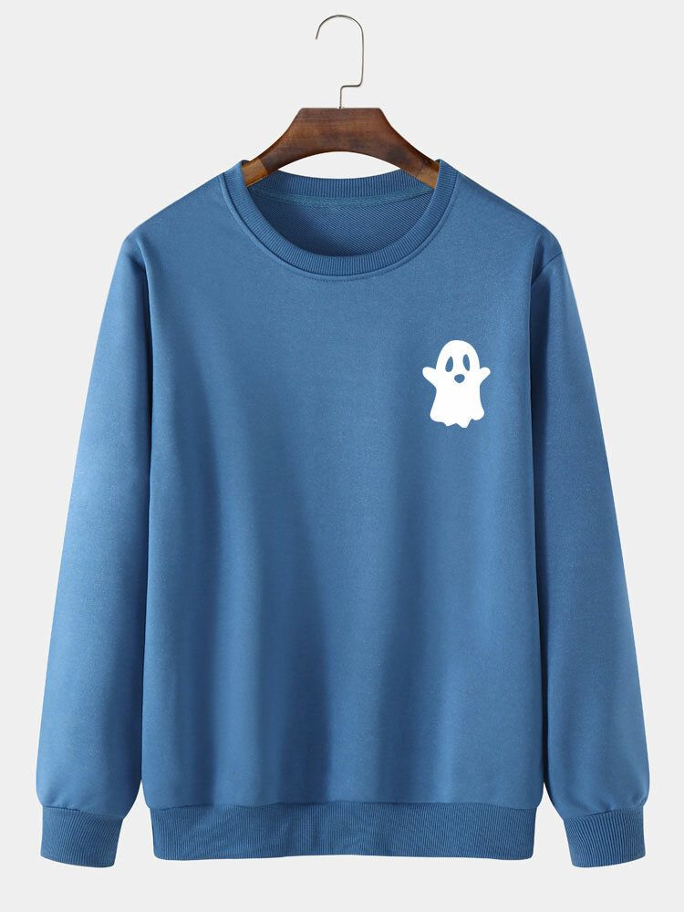 Einfarbiges Freizeit-sweatshirt Mit Halloween-teufelmuster Für Herren