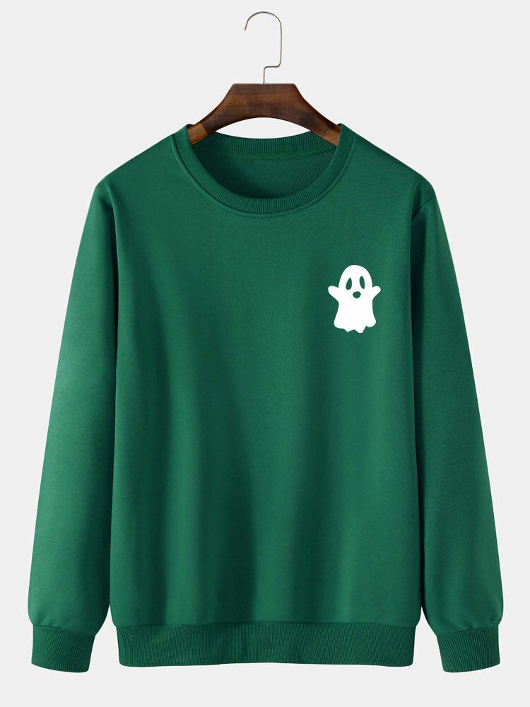 Einfarbiges Freizeit-sweatshirt Mit Halloween-teufelmuster Für Herren