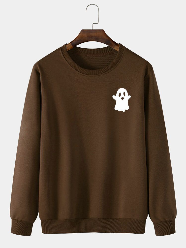 Einfarbiges Freizeit-sweatshirt Mit Halloween-teufelmuster Für Herren