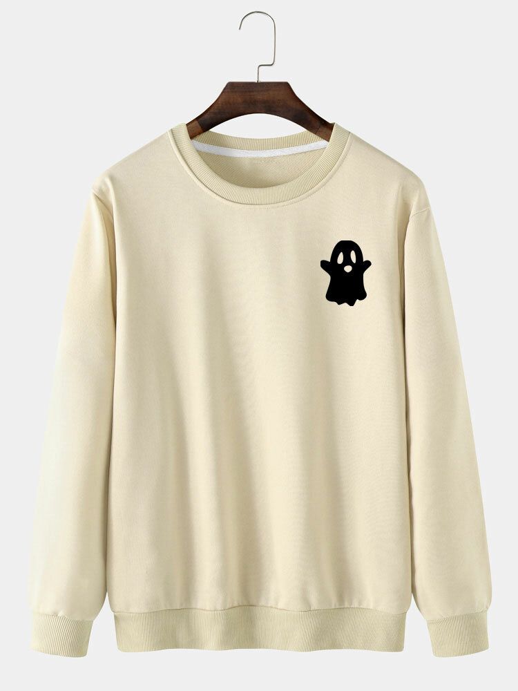 Einfarbiges Freizeit-sweatshirt Mit Halloween-teufelmuster Für Herren