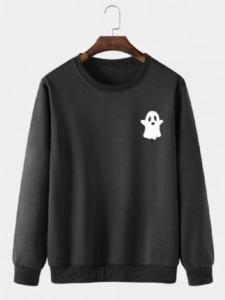 Einfarbiges Freizeit-sweatshirt Mit Halloween-teufelmuster Für Herren