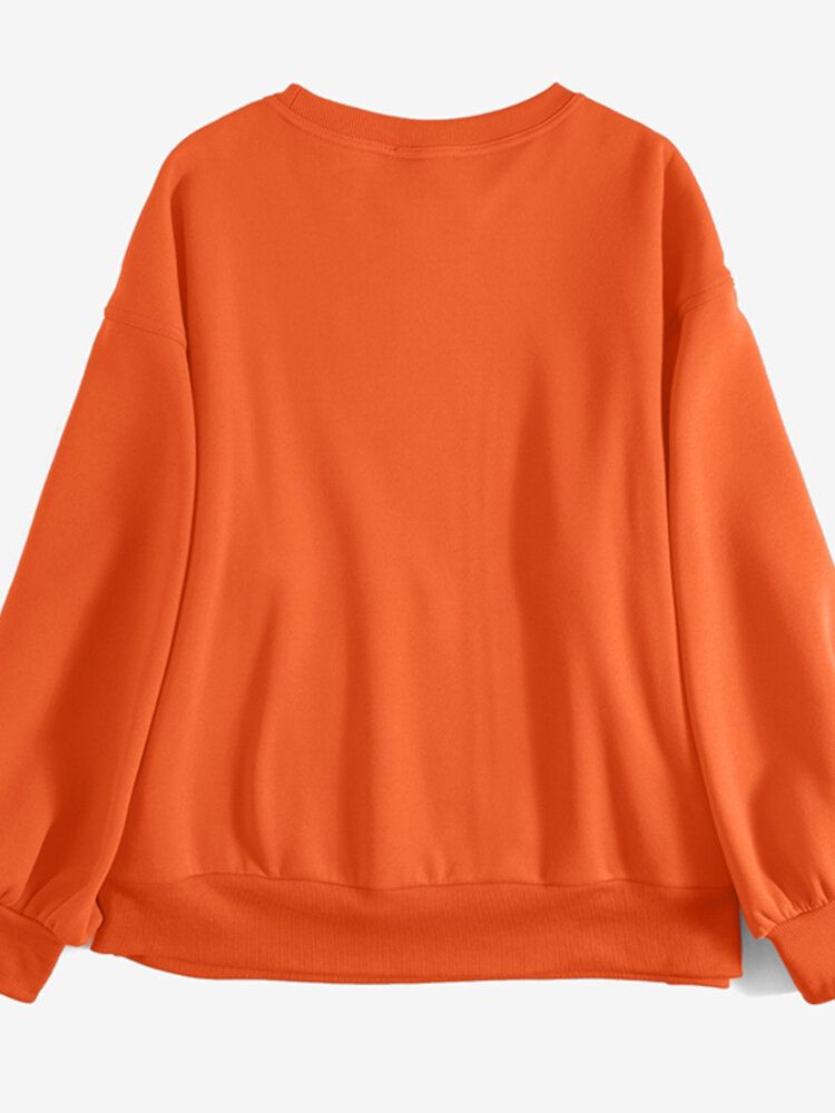 Einfarbiges Raglan-rundhals-sweatshirt Mit Kängurutasche Und Langen Ärmeln Für Damen