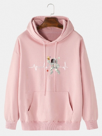 Ekg-eiscreme-astronauten-druck-hoodie Aus Baumwolle Mit Kordelzug Für Herren