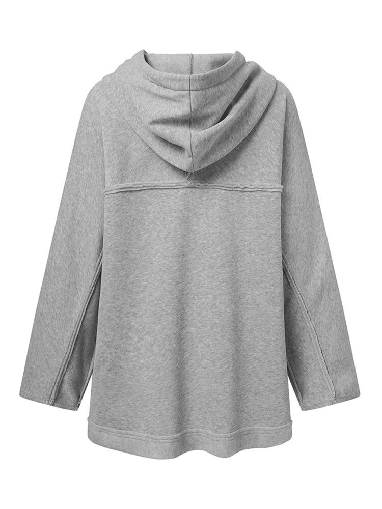 Frauen Kapuzenpullover Freizeit Kontrastfarbe Knielang Dünne Schnür-sweatshirts