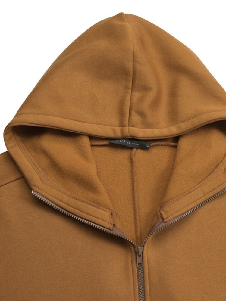 Frauen Mit Kapuze Locker Solide Einfach Lässig Seitentasche Dünner Hoodie Mit Frontreißverschluss