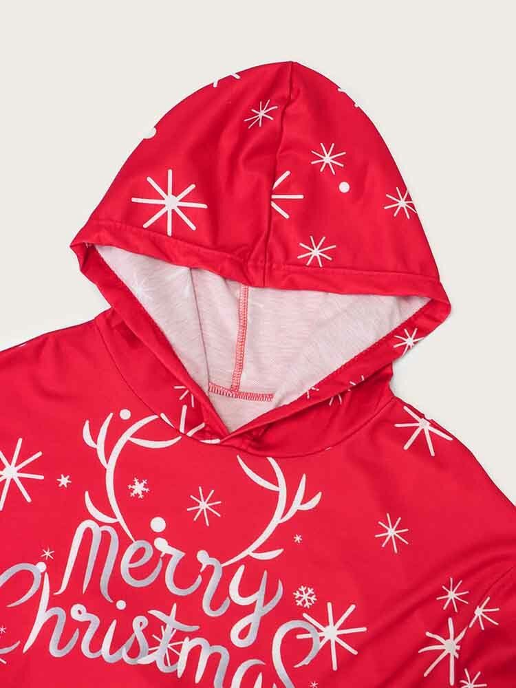 Frauen Weihnachten Weihnachtsmann Muster Seitentaschen Langarm Lässiges Kapuzen-sweatshirt