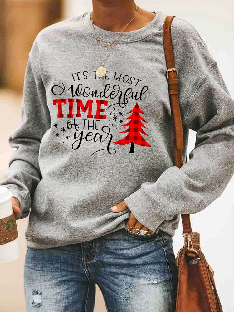 Frauen-weihnachtsbrief-druck-o-ansatz-tropfen-schulter-lose Pullover-sweatshirts