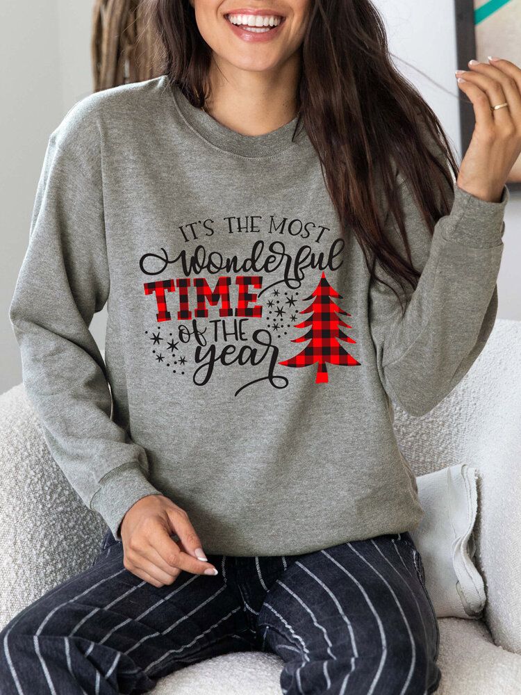 Frauen-weihnachtsbrief-druck-o-ansatz-tropfen-schulter-lose Pullover-sweatshirts