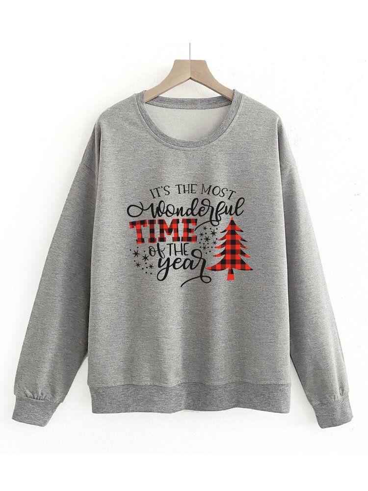 Frauen-weihnachtsbrief-druck-o-ansatz-tropfen-schulter-lose Pullover-sweatshirts