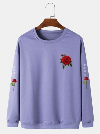 Freizeit-sweatshirt Mit Figurbetontem Saum Japanischer Buchstabe Rose