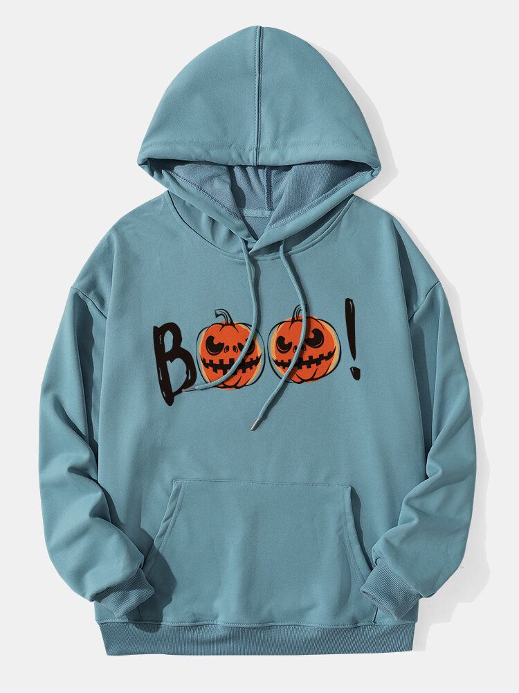 Halloween-hoodies Mit Cartoon-kürbis Und Kängurutasche Für Herren