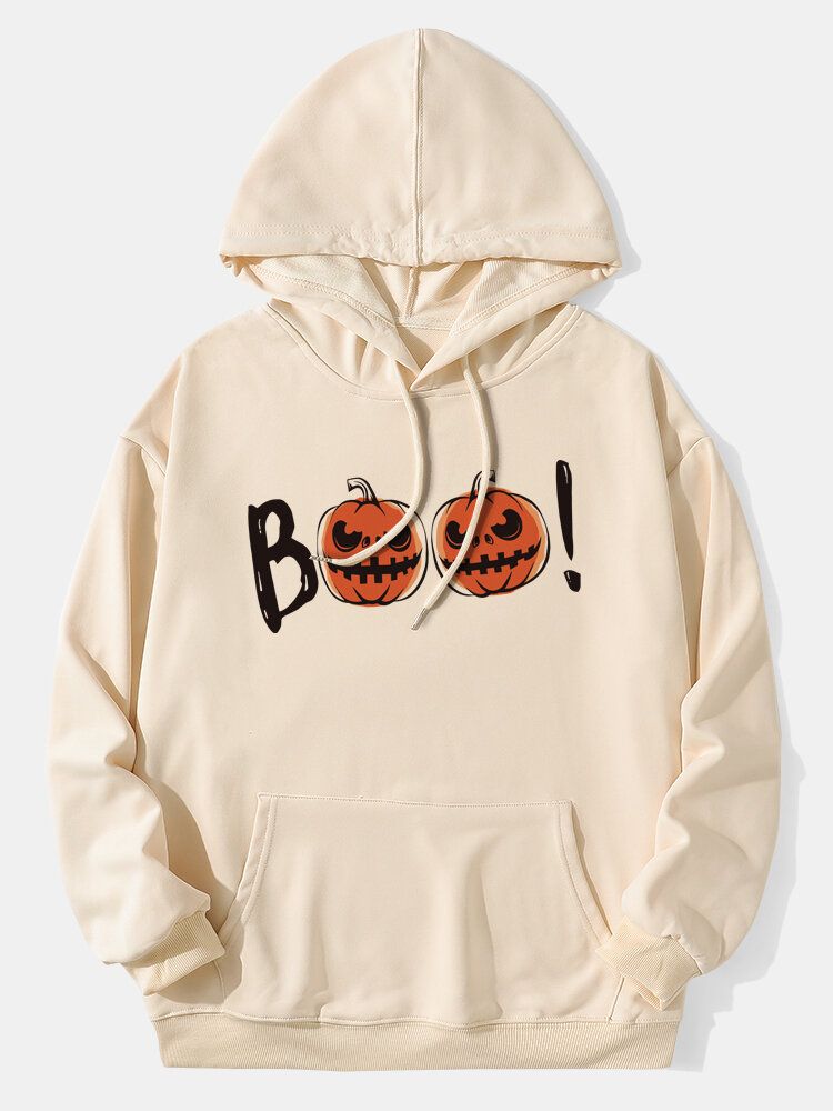 Halloween-hoodies Mit Cartoon-kürbis Und Kängurutasche Für Herren