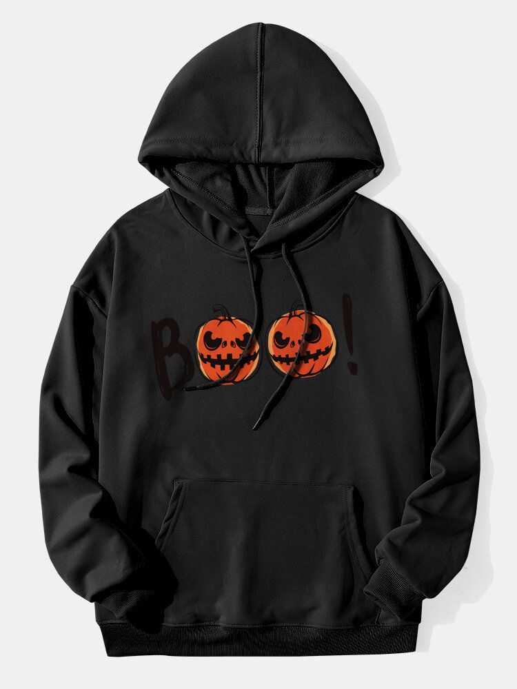 Halloween-hoodies Mit Cartoon-kürbis Und Kängurutasche Für Herren