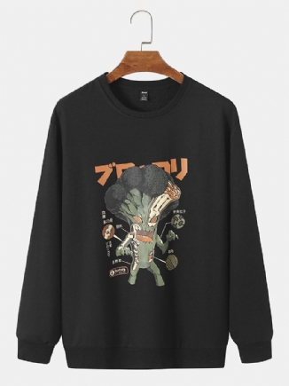 Herren 100 % Baumwolle Cartoon Japanischer Pullover Mit Rundhalsausschnitt Lässiger Pullover