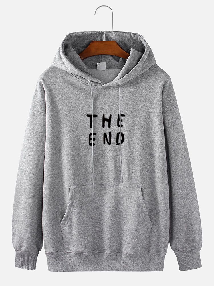 Herren 100 % Baumwolle The End Letter Print Einfarbiger Tages-hoodie