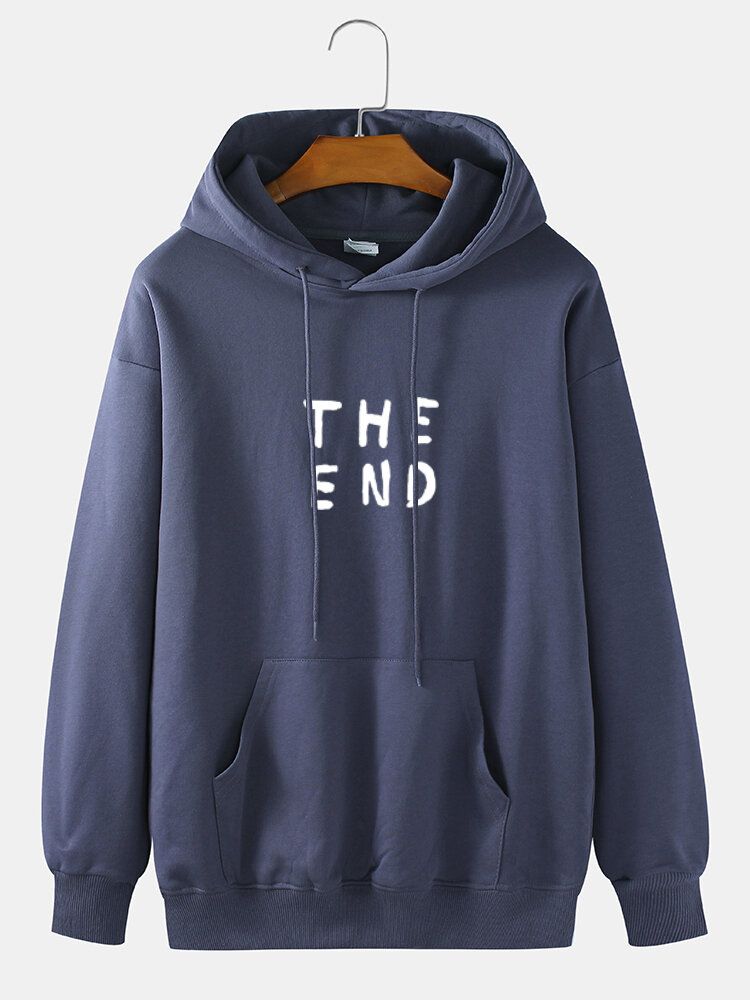 Herren 100 % Baumwolle The End Letter Print Einfarbiger Tages-hoodie