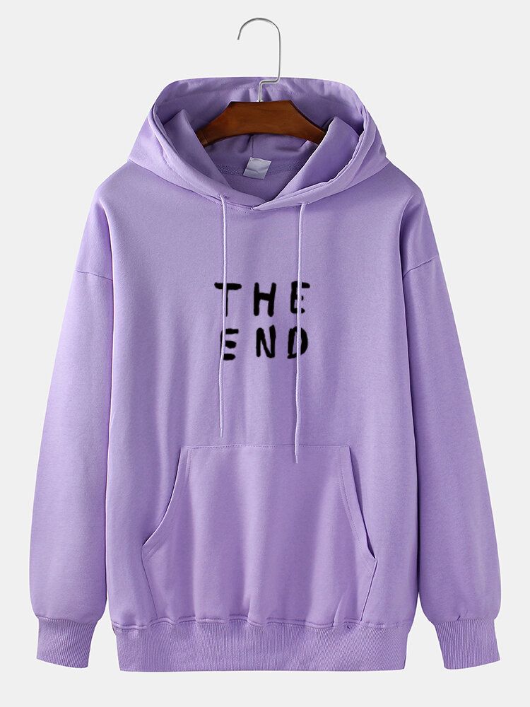 Herren 100 % Baumwolle The End Letter Print Einfarbiger Tages-hoodie