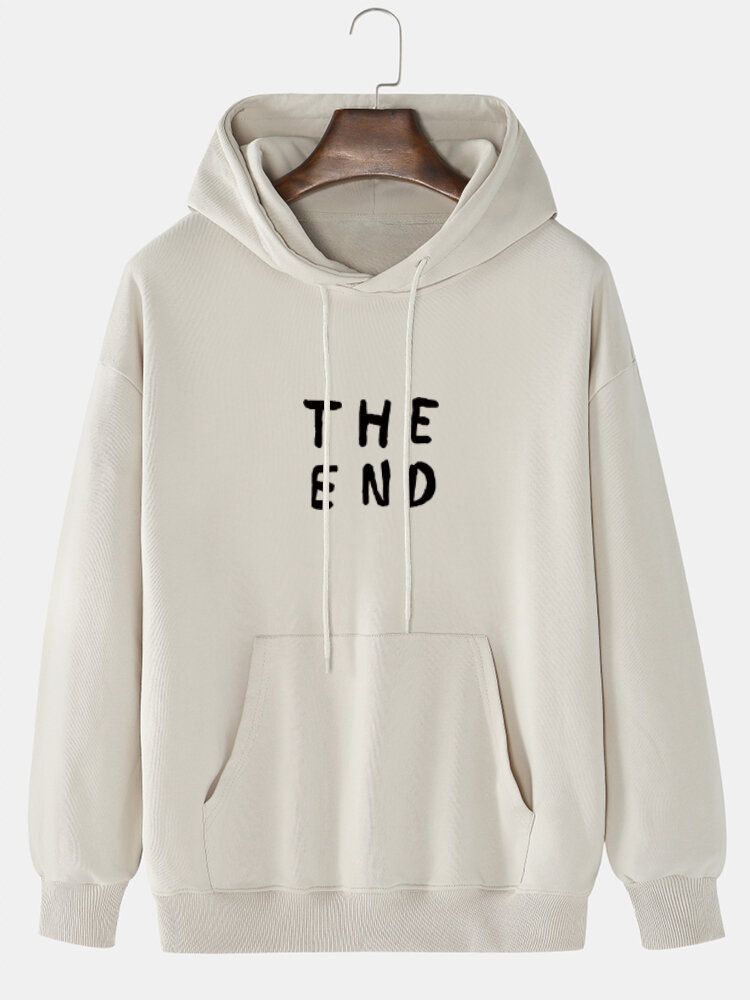 Herren 100 % Baumwolle The End Letter Print Einfarbiger Tages-hoodie