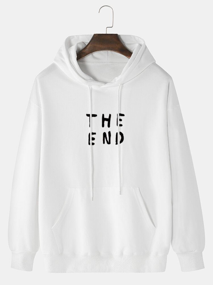 Herren 100 % Baumwolle The End Letter Print Einfarbiger Tages-hoodie