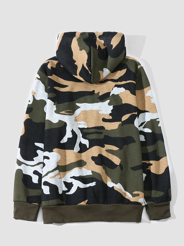 Herren Camo Print Kangaroo Pocket Bodycorn Saum Lässiges Kapuzen-sweatshirt