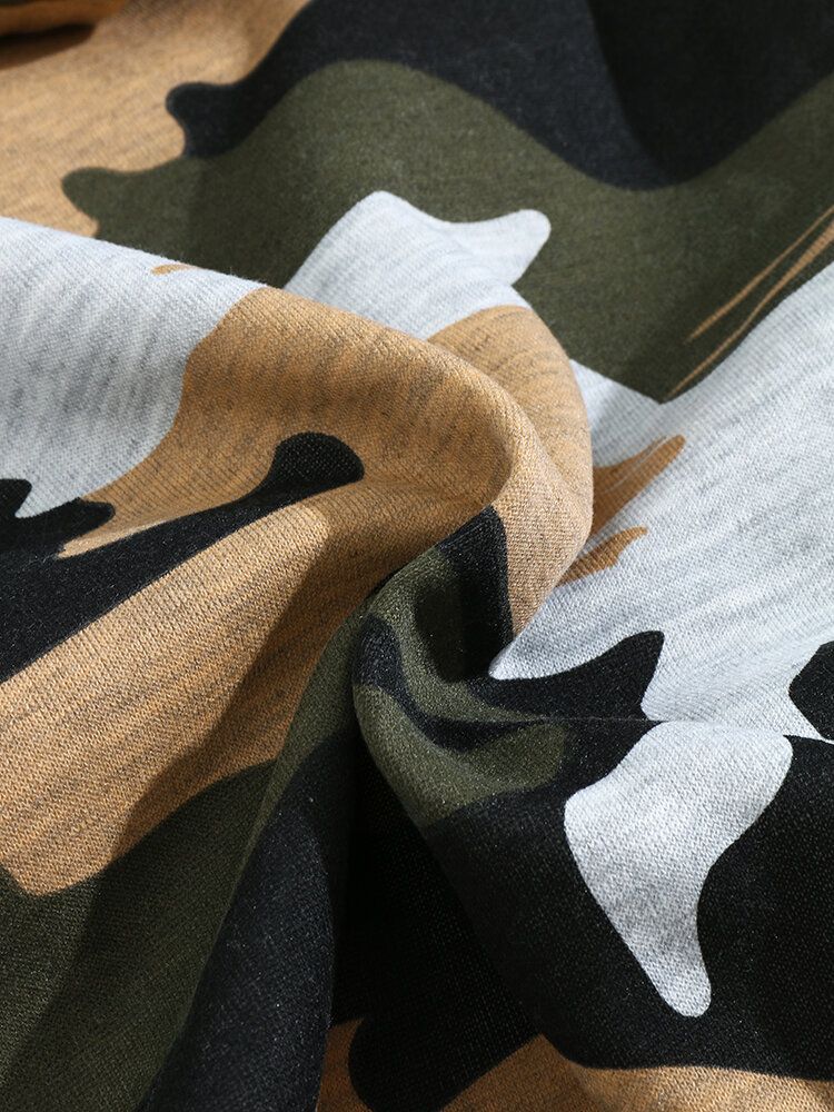 Herren Camo Print Kangaroo Pocket Bodycorn Saum Lässiges Kapuzen-sweatshirt