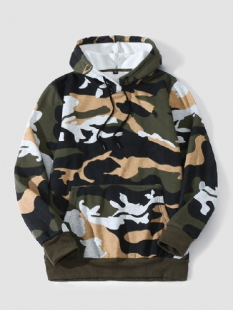 Herren Camo Print Kangaroo Pocket Bodycorn Saum Lässiges Kapuzen-sweatshirt