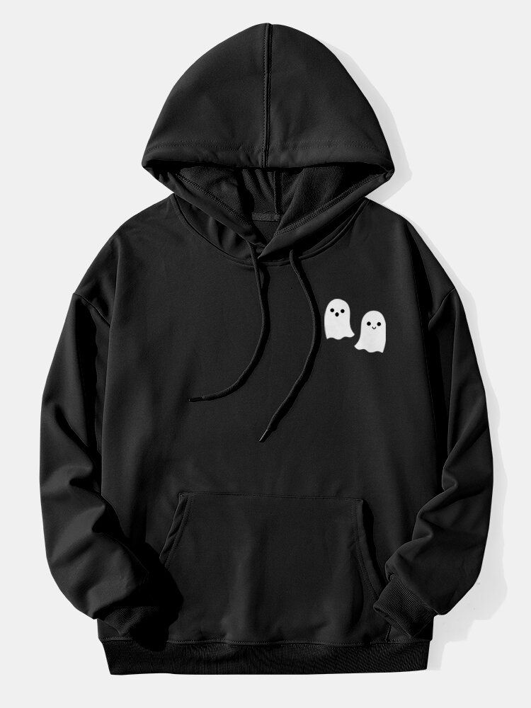 Herren Halloween Little Ghosts Solid Pocket Hooded Sweatshirt