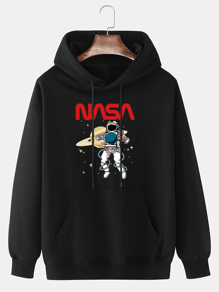 Herren-hoodie Mit Astronauten-cartoon-print Aus Baumwolle Mit Kordelzug