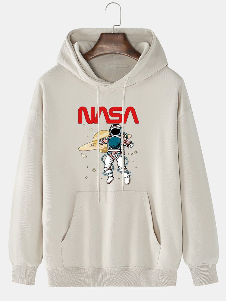 Herren-hoodie Mit Astronauten-cartoon-print Aus Baumwolle Mit Kordelzug