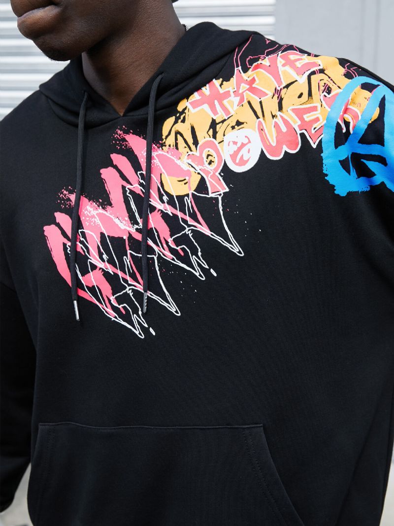 Herren Hoodie Mit Buntem Graffiti-print