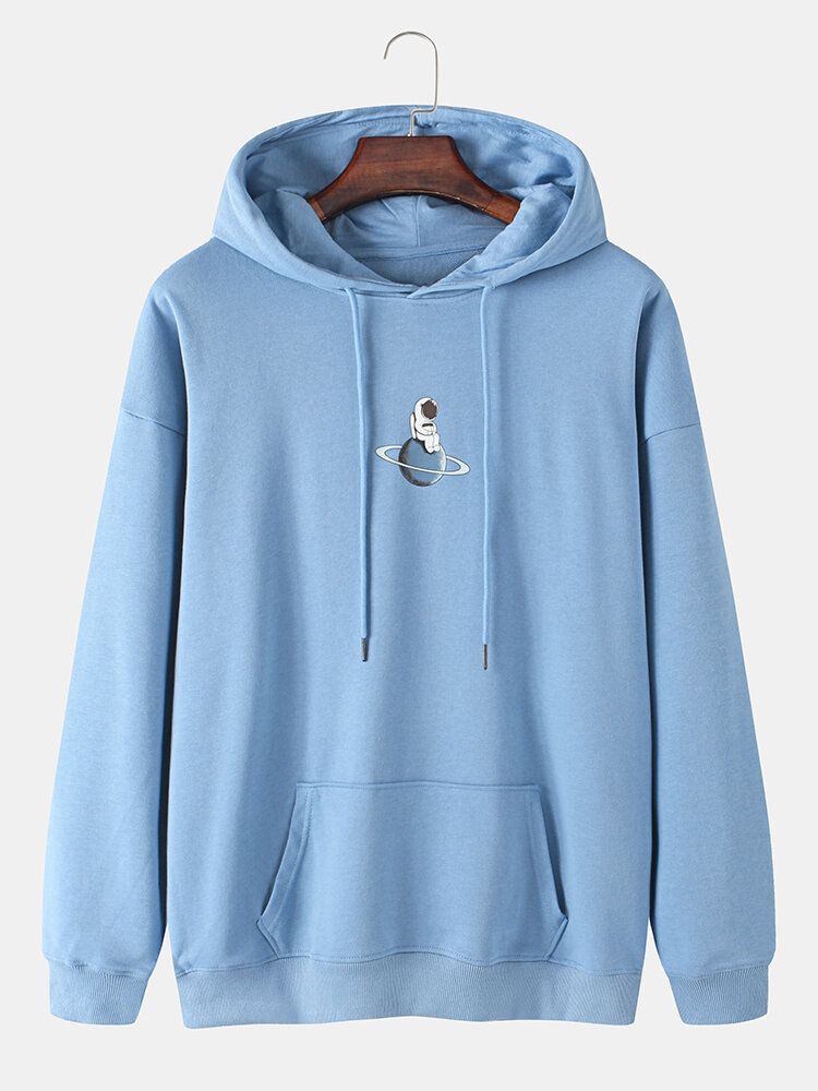 Herren-hoodies Mit Astronautenplaneten-print Aus Baumwolle Mit Kordelzug Und Kängurutasche