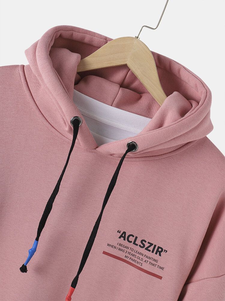 Herren-hoodies Mit Buchstaben-rückseite Grafikdruck Baumwolle Tasche Lässig Mit Kordelzug