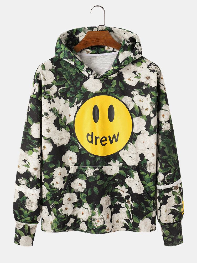 Herren-hoodies Mit Drew Emojis-blumendruck Und Kängurutasche