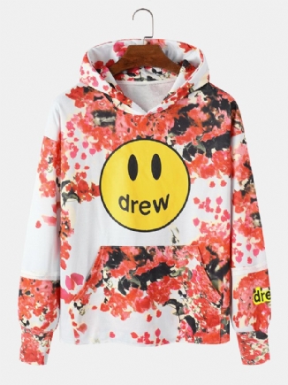 Herren-hoodies Mit Drew Emojis-blumendruck Und Kängurutasche