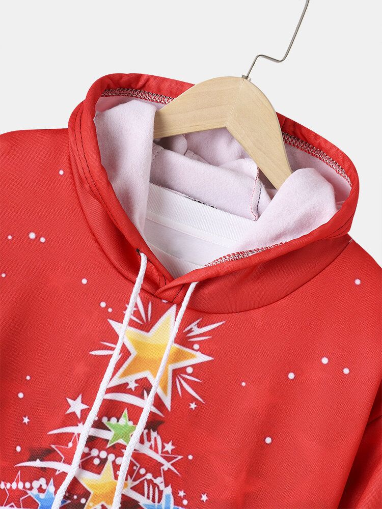 Herren-hoodies Mit Kordelzug Und Stern-weihnachtsbaum-aufdruck Und Kängurutasche