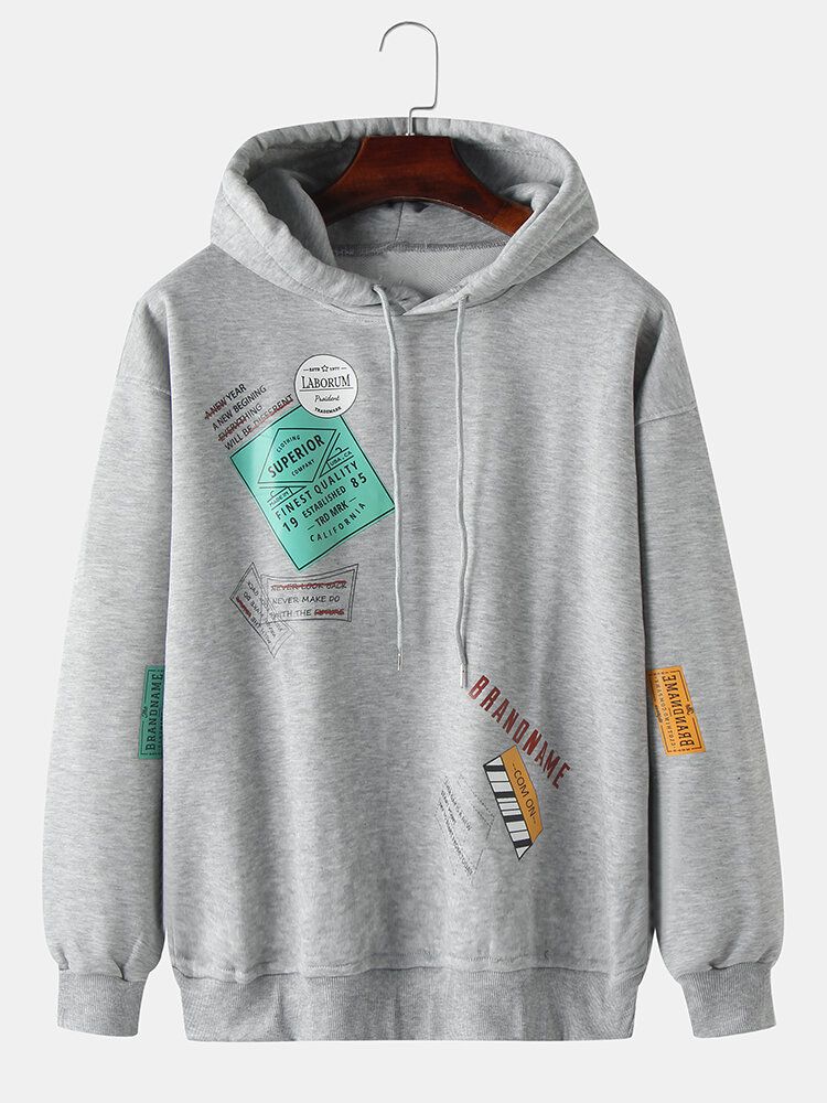 Herren-hoodies Mit Laschendruck Einfach Dropshoulder Langärmlig Kordelzug