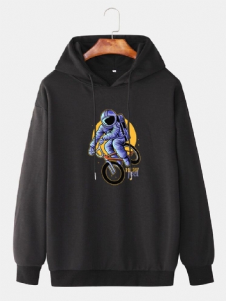 Herren-hoodies Mit Lustigem Astronauten-print Fallender Schulter Und Kordelzug