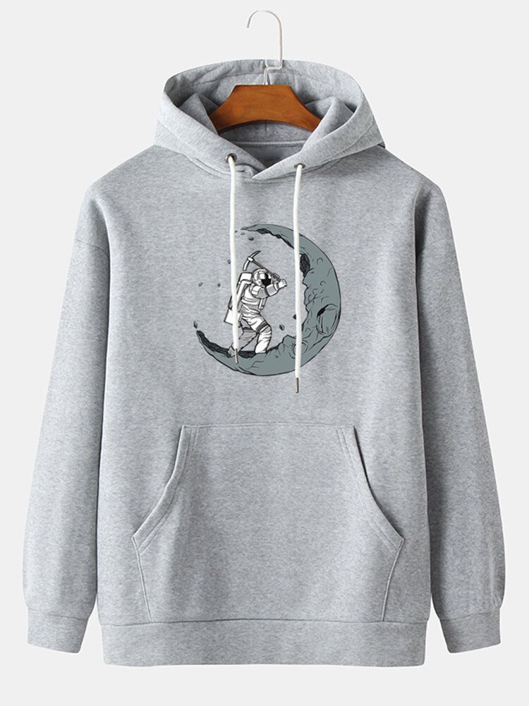 Herren-hoodies Mit Lustigem Astronauten-print Fallender Schulter Und Kordelzug