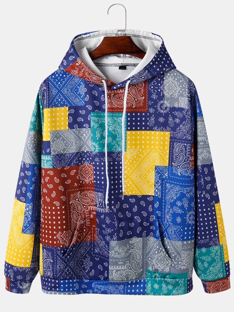 Herren-hoodies Mit Paisley-print Und Colorblock Kängurutaschen