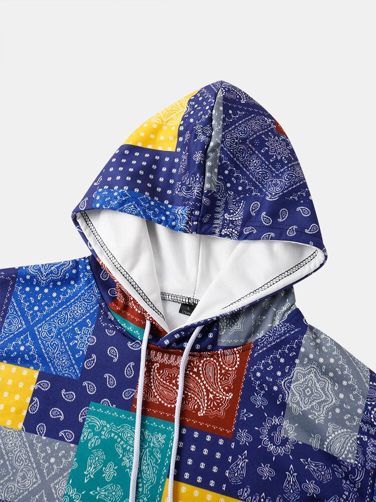 Herren-hoodies Mit Paisley-print Und Colorblock Kängurutaschen