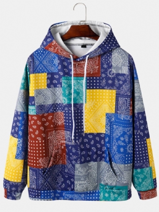 Herren-hoodies Mit Paisley-print Und Colorblock Kängurutaschen