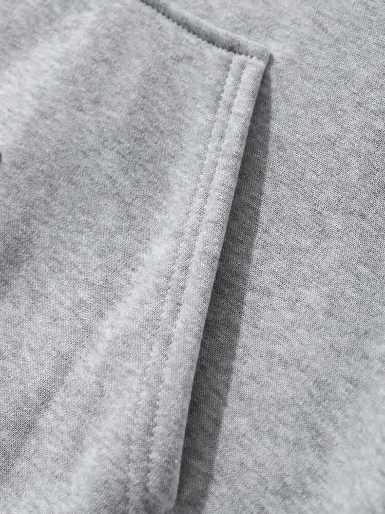 Herren Kapuzen-sweatshirt Aus Solidem Fleece Mit Kordelzug Stehkragen Sport Und Fronttaschen