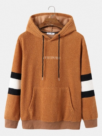 Herren Kapuzen-sweatshirt Aus Teddyfleece Mit Streifenärmeln Und Kängurutasche